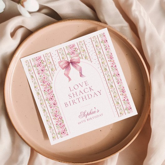 Vintag Coquette Rosa Bow Liebe Shack Geburtstag Serviette