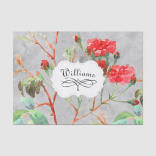 Vintag Coral Rose Floral Watercolor Monogramm Seidenpapier
