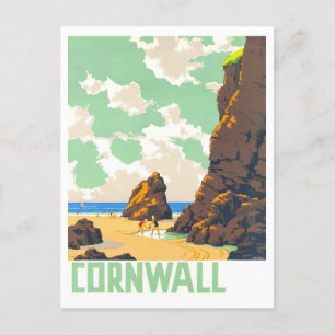 Vintag Cornwall, England, Reiseplakat Postkarte