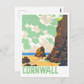 Vintag Cornwall, England, Reiseplakat Postkarte (Vorne/Hinten)