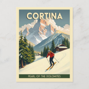 Vintag Cortina Italien Dolomiten Skigebiete Postkarte
