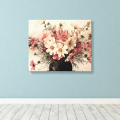 Vintag Cosmos Bouquet Leinwanddruck (Insitu (Holzboden))