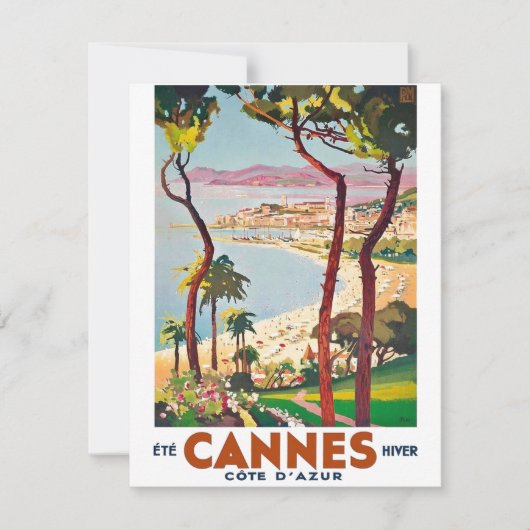 Vintag Cote D'Azur Cannes Karte (Vorderseite)