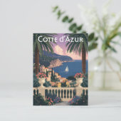 Vintag Côte d'Azur Travel Poster - Côte d'Azur Postkarte (Stehend Vorderseite)