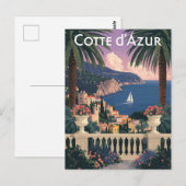 Vintag Côte d'Azur Travel Poster - Côte d'Azur Postkarte (Vorne/Hinten)