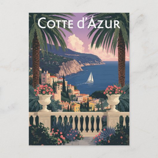 Vintag Côte d'Azur Travel Poster - Côte d'Azur Postkarte (Vorderseite)