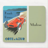 Vintag Cote d'Azur Travel Poster Mousepad (Vorne)