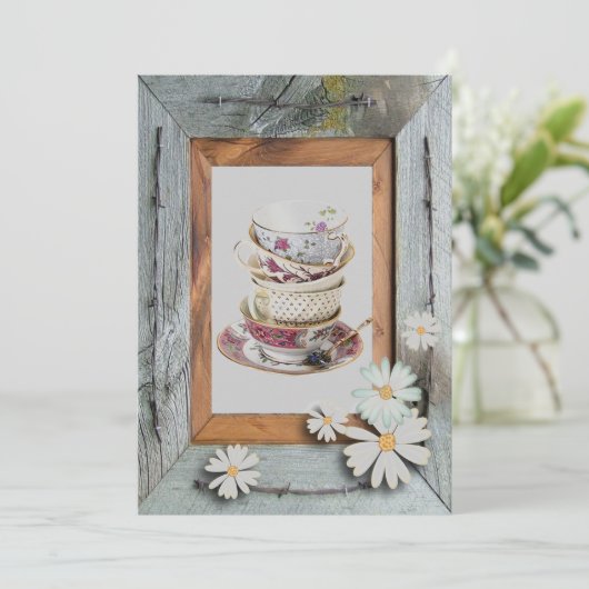 Vintag Country Brautparty Tee Party Einladung (Stehend Vorderseite)