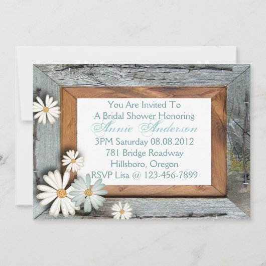 Vintag Country Brautparty Tee Party Einladung (Rückseite)