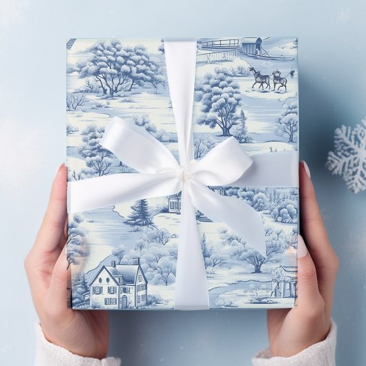 Vintag Country Christmas Blue Geschenkpapier