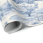 Vintag Country Christmas Blue Geschenkpapier (Rolleneckpunkt)