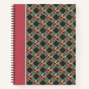 Vintag Country Gray Gingham Floral Notebook Notizblock