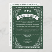 Vintag Country Western Rustic Emerald Wedding Menükarte (Vorne/Hinten)