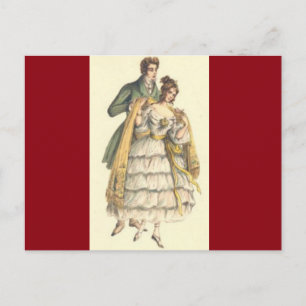 Vintag Couple Red Viktorianisch Christmas Postcard Feiertagspostkarte