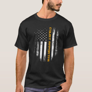 Vintag Court Reporter mit amerikanischer Flagge Co T-Shirt