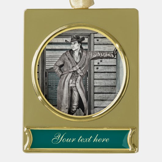 Vintag Cowboy Banner-Ornament Gold (Vorderseite)