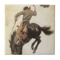 Vintag Cowboy, Bronco Buster Studie von NC Wyeth