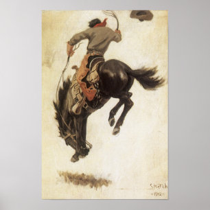 Vintag Cowboy, Bronco Buster Studie von NC Wyeth Poster