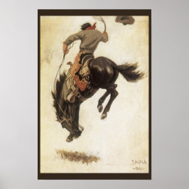 Vintag Cowboy, Bronco Buster Studie von NC Wyeth Poster