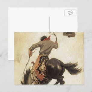 Vintag Cowboy, Bronco Buster Studie von NC Wyeth Postkarte