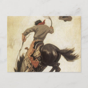 Vintag Cowboy, Bronco Buster Studie von NC Wyeth Postkarte