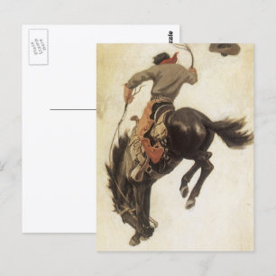 Vintag Cowboy, Bronco Buster Studie von NC Wyeth Postkarte