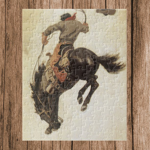 Vintag Cowboy, Bronco Buster Studie von NC Wyeth Puzzle