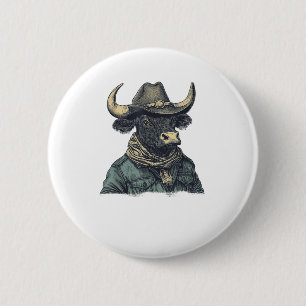 Vintag Cowboy Bull Rodeo Moooch Obligated Pardner Button