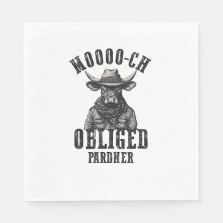 Vintag Cowboy Bull Rodeo Moooch Obligated Pardner  Serviette