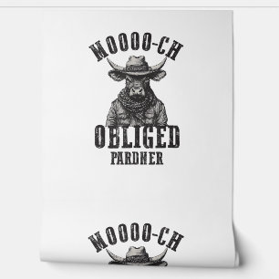Vintag Cowboy Bull Rodeo Moooch Obligated Pardner  Tapete