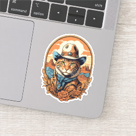 Vintag Cowboy Cat Design Aufkleber