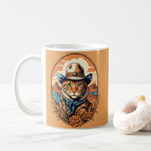 Vintag Cowboy Cat Design Kaffeetasse