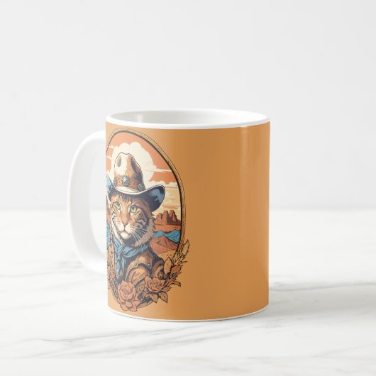 Vintag Cowboy Cat Design Kaffeetasse (Vorderseite Links)