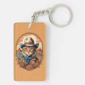Vintag Cowboy Cat Design Schlüsselanhänger (Rückseite)