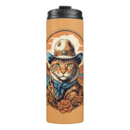 Vintag Cowboy Cat Design Thermosbecher