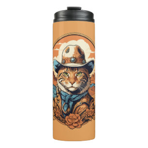 Vintag Cowboy Cat Design Thermosbecher
