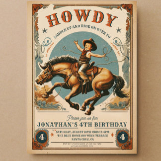 Vintag Cowboy Country Western Geburtstag Einladung