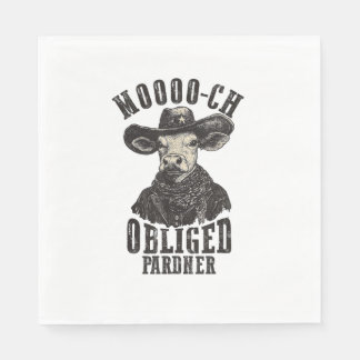 Vintag Cowboy Cow Shirt Moooch Obligierte Pardner  Serviette