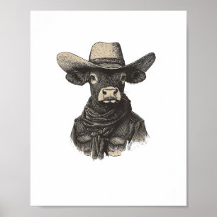 Vintag Cowboy Cow Shirt - Western Kuh Poster