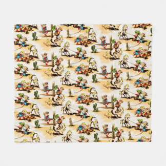 Vintag Cowboy Cowgirl Country Kids Pony Cactus Fleecedecke