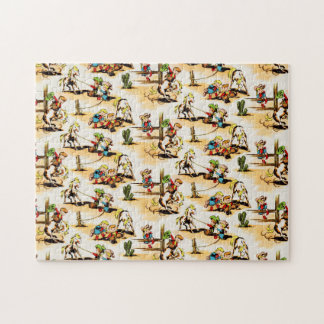 Vintag Cowboy Cowgirl Country Kids Pony Cactus Puzzle
