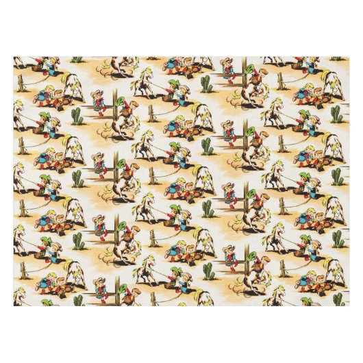 Vintag Cowboy Cowgirl Country Kids Pony Cactus Tischdecke (Vorderseite (Horizontal))