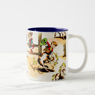 Vintag Cowboy Cowgirl Country Kids Pony Cactus Zweifarbige Tasse
