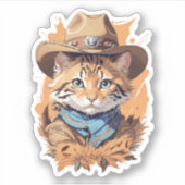 Vintag Cowboy Kitten Design Aufkleber (Vorderseite)