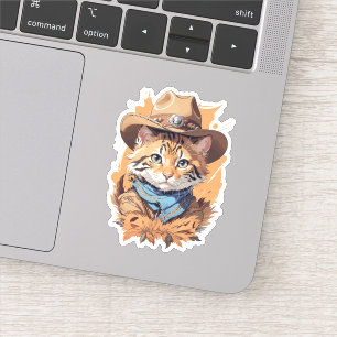 Vintag Cowboy Kitten Design Aufkleber
