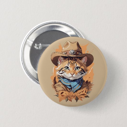Vintag Cowboy Kitten Design Button (Vorne & Hinten)