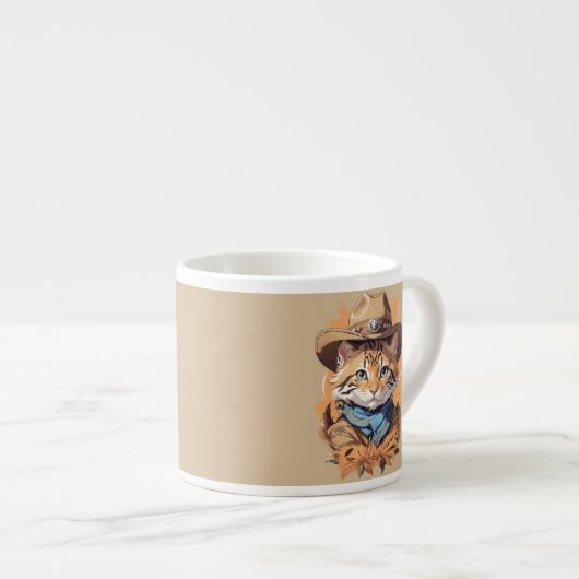 Vintag Cowboy Kitten Design Espressotasse (Vorderseite Rechts)
