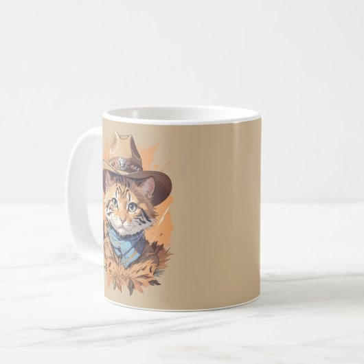Vintag Cowboy Kitten Design Kaffeetasse (Vorderseite Links)