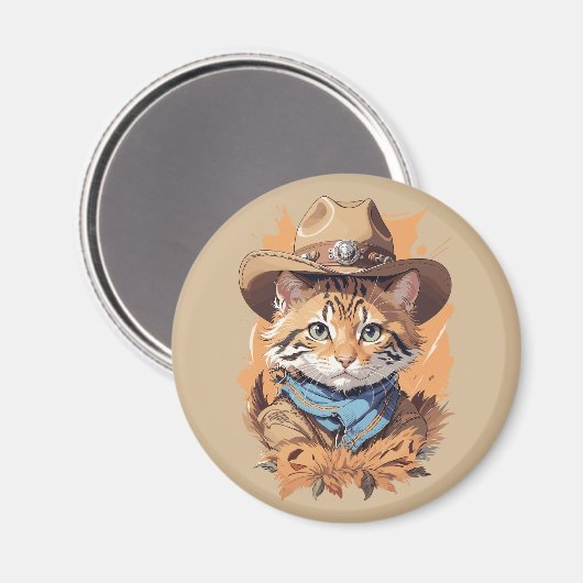 Vintag Cowboy Kitten Design Magnet (Vorderseite/Rückseite)