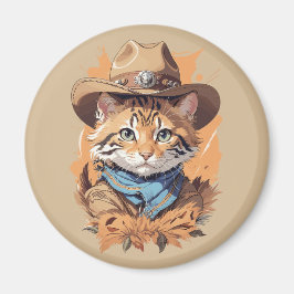 Vintag Cowboy Kitten Design Magnet